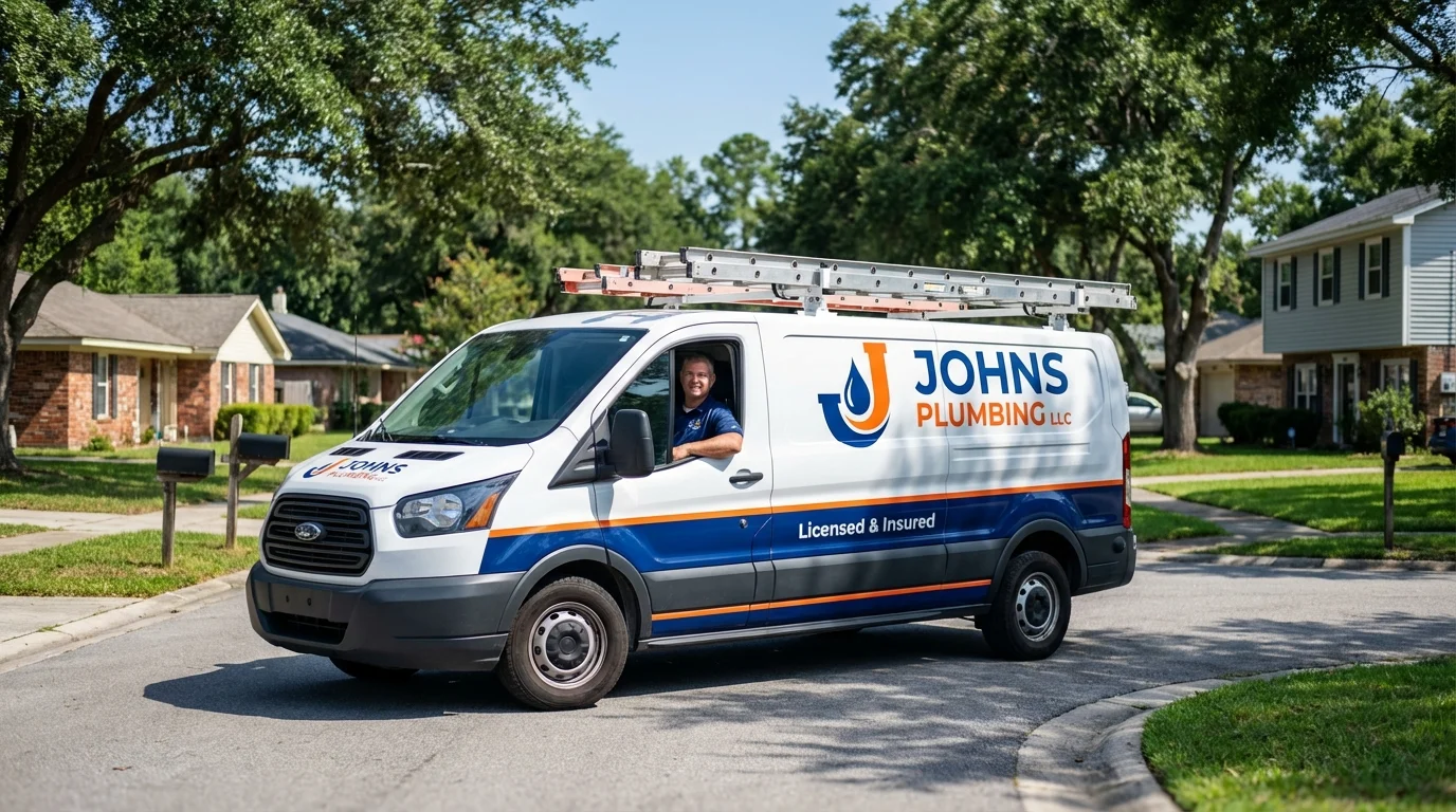 Johns Plumbing LLC service van in Rock Port, MO