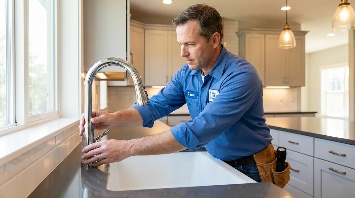 Kitchen faucet installation by Johns Plumbing LLC in Rock Port