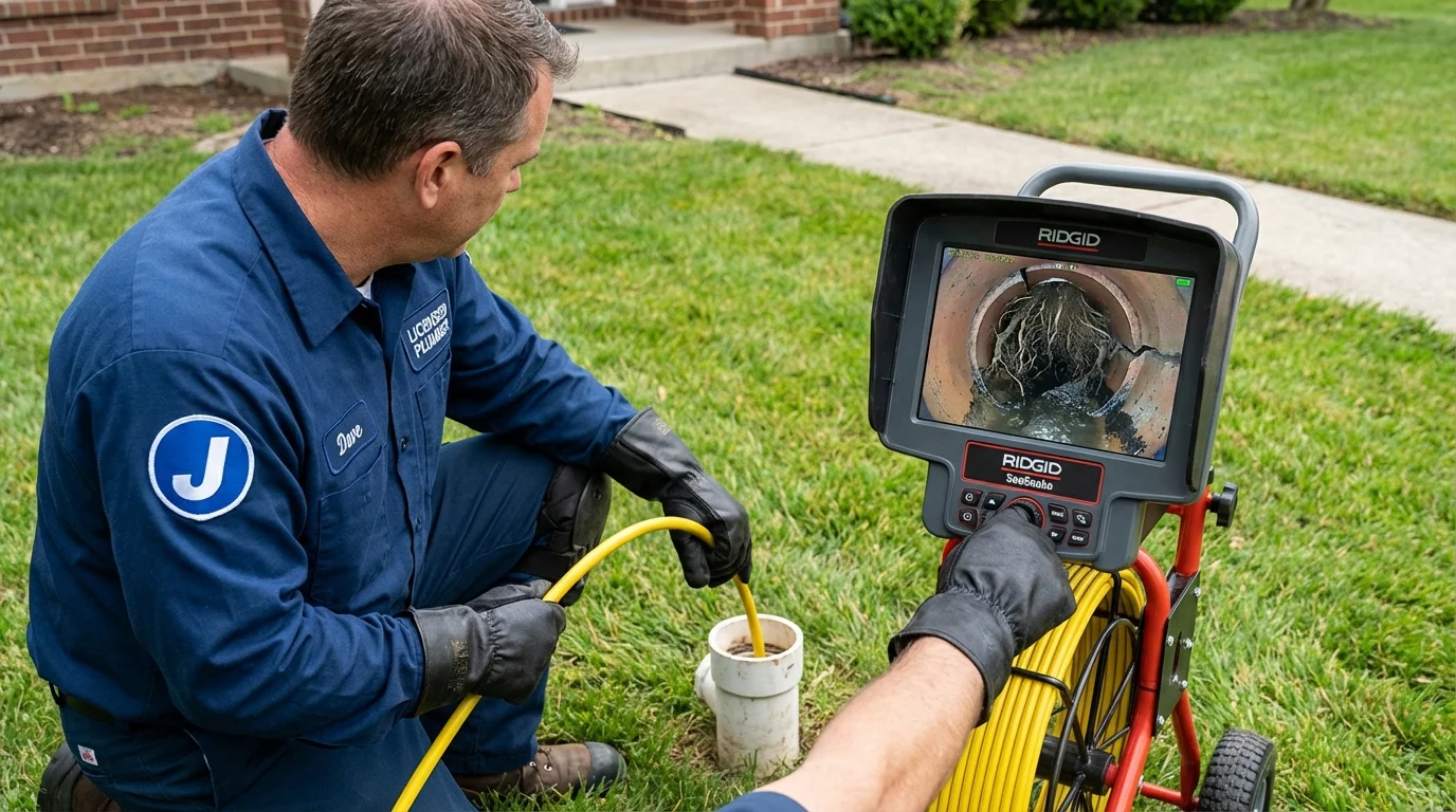 Sewer camera inspection being performed by Johns Plumbing LLC in Rock Port