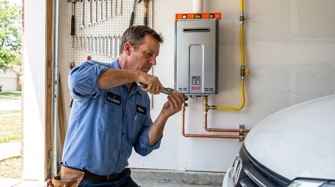 Tankless water heater installation by a Johns Plumbing LLC plumber in Rock Port